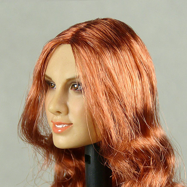 Flirty Girl 1/6 Scale Female Caucasian Head Sculpt (Suntan) With Rooted Red Long Hair